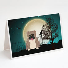 Load image into Gallery viewer, Halloween Scary  English Bulldog Grey Brindle  Greeting Cards -  Blank Note Cards – 8-Pack of Artist-Designed Cards with Envelopes