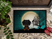 Load image into Gallery viewer, Halloween Scary Wire Haired Dachshund Black Tan Doormat - 24x36 Decorative Floor Mat – Indoor/Outdoor Rug with Artistic Flair BB2317JMAT