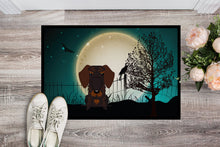 Load image into Gallery viewer, Halloween Scary Wire Haired Dachshund Chocolate Doormat - 24x36 Decorative Floor Mat – Indoor/Outdoor Rug with Artistic Flair BB2319JMAT