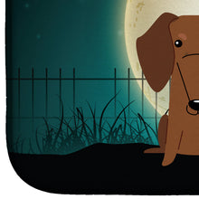 Load image into Gallery viewer, Halloween Scary Dachshund Red Brown Dish Drying Mat – Absorbent, Artistic Kitchen Essentials BB2320DDM