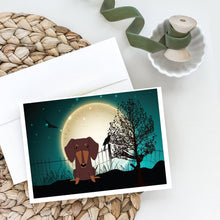 Load image into Gallery viewer, Halloween Scary Dachshund Chocolate Greeting Cards -  Blank Note Cards – 8-Pack of Artist-Designed Cards with Envelopes