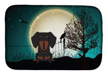 Load image into Gallery viewer, Halloween Scary Dachshund Black Tan Dish Drying Mat – Absorbent, Artistic Kitchen Essentials BB2322DDM