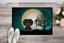Load image into Gallery viewer, Halloween Scary Dachshund Black Tan Doormat - 24x36 Decorative Floor Mat – Indoor/Outdoor Rug with Artistic Flair BB2322JMAT