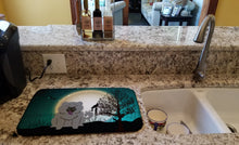Load image into Gallery viewer, Halloween Scary Chow Chow Blue Dish Drying Mat – Absorbent, Artistic Kitchen Essentials BB2329DDM