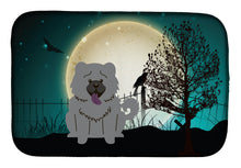 Load image into Gallery viewer, Halloween Scary Chow Chow Blue Dish Drying Mat – Absorbent, Artistic Kitchen Essentials BB2329DDM