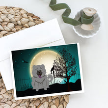 Load image into Gallery viewer, Halloween Scary Chow Chow Blue Greeting Cards -  Blank Note Cards – 8-Pack of Artist-Designed Cards with Envelopes