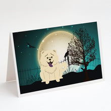 Load image into Gallery viewer, Halloween Scary Chow Chow White Greeting Cards -  Blank Note Cards – 8-Pack of Artist-Designed Cards with Envelopes