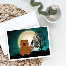 Load image into Gallery viewer, Halloween Scary Chow Chow Red Greeting Cards -  Blank Note Cards – 8-Pack of Artist-Designed Cards with Envelopes