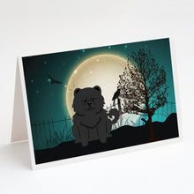 Load image into Gallery viewer, Halloween Scary Chow Chow Black Greeting Cards -  Blank Note Cards – 8-Pack of Artist-Designed Cards with Envelopes