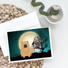 Load image into Gallery viewer, Halloween Scary Chow Chow Cream Greeting Cards -  Blank Note Cards – 8-Pack of Artist-Designed Cards with Envelopes