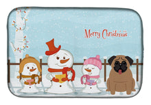 Load image into Gallery viewer, Merry Christmas Carolers Pug Brown Dish Drying Mat – Absorbent, Artistic Kitchen Essentials BB2336DDM