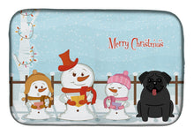 Load image into Gallery viewer, Merry Christmas Carolers Pug Black Dish Drying Mat – Absorbent, Artistic Kitchen Essentials BB2337DDM