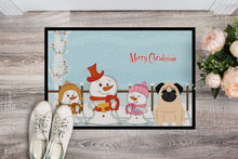 Load image into Gallery viewer, Merry Christmas Carolers Pug Fawn Doormat - 24x36 Decorative Floor Mat – Indoor/Outdoor Rug with Artistic Flair BB2339JMAT