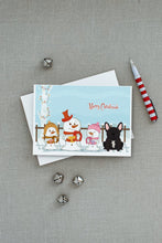 Load image into Gallery viewer, Merry Christmas Carolers French Bulldog Brindle Greeting Cards -  Blank Note Cards – 8-Pack of Artist-Designed Cards with Envelopes