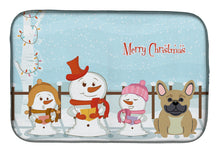 Load image into Gallery viewer, Merry Christmas Carolers French Bulldog Cream Dish Drying Mat – Absorbent, Artistic Kitchen Essentials BB2341DDM