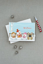 Load image into Gallery viewer, Merry Christmas Carolers French Bulldog Cream Greeting Cards -  Blank Note Cards – 8-Pack of Artist-Designed Cards with Envelopes