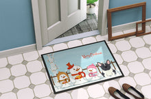 Load image into Gallery viewer, Merry Christmas Carolers French Bulldog Black White Doormat - 24x36 Decorative Floor Mat – Indoor/Outdoor Rug with Artistic Flair BB2343JMAT