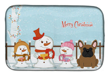 Load image into Gallery viewer, Merry Christmas Carolers French Bulldog Brown Dish Drying Mat – Absorbent, Artistic Kitchen Essentials BB2344DDM