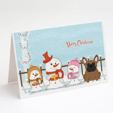Load image into Gallery viewer, Merry Christmas Carolers French Bulldog Brown Greeting Cards -  Blank Note Cards – 8-Pack of Artist-Designed Cards with Envelopes