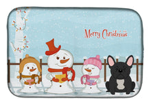 Load image into Gallery viewer, Merry Christmas Carolers French Bulldog Black Dish Drying Mat – Absorbent, Artistic Kitchen Essentials BB2345DDM