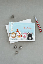 Load image into Gallery viewer, Merry Christmas Carolers French Bulldog Black Greeting Cards -  Blank Note Cards – 8-Pack of Artist-Designed Cards with Envelopes