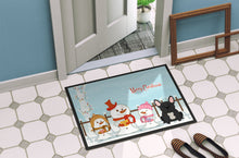 Load image into Gallery viewer, Merry Christmas Carolers French Bulldog Black Doormat - 24x36 Decorative Floor Mat – Indoor/Outdoor Rug with Artistic Flair BB2345JMAT