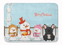Load image into Gallery viewer, Merry Christmas Carolers French Bulldog Black Machine Washable Memory Foam Mat BB2345RUG