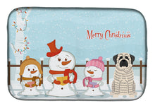 Load image into Gallery viewer, Merry Christmas Carolers Mastiff Brindle White Dish Drying Mat – Absorbent, Artistic Kitchen Essentials BB2347DDM