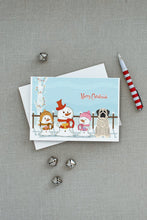 Load image into Gallery viewer, Merry Christmas Carolers Mastiff Brindle White Greeting Cards -  Blank Note Cards – 8-Pack of Artist-Designed Cards with Envelopes