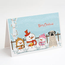 Load image into Gallery viewer, Merry Christmas Carolers Mastiff Brindle White Greeting Cards -  Blank Note Cards – 8-Pack of Artist-Designed Cards with Envelopes