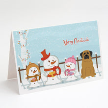 Load image into Gallery viewer, Merry Christmas Carolers Mastiff Greeting Cards -  Blank Note Cards – 8-Pack of Artist-Designed Cards with Envelopes