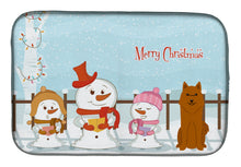 Load image into Gallery viewer, Merry Christmas Carolers Karelian Bear Dog Dish Drying Mat – Absorbent, Artistic Kitchen Essentials BB2353DDM