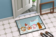 Load image into Gallery viewer, Merry Christmas Carolers Karelian Bear Dog Doormat - 24x36 Decorative Floor Mat – Indoor/Outdoor Rug with Artistic Flair BB2353JMAT