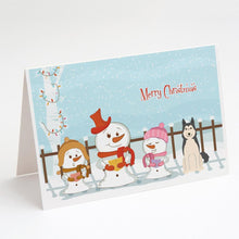 Load image into Gallery viewer, Merry Christmas Carolers West Siberian Laika Spitz Greeting Cards -  Blank Note Cards – 8-Pack of Artist-Designed Cards with Envelopes