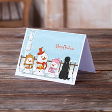 Load image into Gallery viewer, Merry Christmas Carolers Black Russian Terrier Greeting Cards -  Blank Note Cards – 8-Pack of Artist-Designed Cards with Envelopes