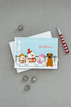 Load image into Gallery viewer, Merry Christmas Carolers Border Terrier Greeting Cards -  Blank Note Cards – 8-Pack of Artist-Designed Cards with Envelopes