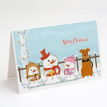 Load image into Gallery viewer, Merry Christmas Carolers Airedale Greeting Cards -  Blank Note Cards – 8-Pack of Artist-Designed Cards with Envelopes