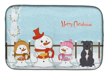 Load image into Gallery viewer, Merry Christmas Carolers Staffordshire Bull Terrier Blue Dish Drying Mat – Absorbent, Artistic Kitchen Essentials BB2377DDM
