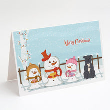 Load image into Gallery viewer, Merry Christmas Carolers Staffordshire Bull Terrier Blue Greeting Cards -  Blank Note Cards – 8-Pack of Artist-Designed Cards with Envelopes