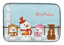 Load image into Gallery viewer, Merry Christmas Carolers Staffordshire Bull Terrier Brown Dish Drying Mat – Absorbent, Artistic Kitchen Essentials BB2378DDM