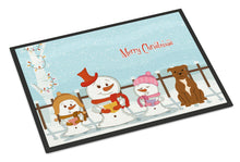 Load image into Gallery viewer, Merry Christmas Carolers Staffordshire Bull Terrier Brown Doormat - 24x36 Decorative Floor Mat – Indoor/Outdoor Rug with Artistic Flair BB2378JMAT