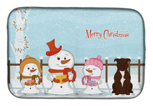 Load image into Gallery viewer, Merry Christmas Carolers Staffordshire Bull Terrier Chocolate Dish Drying Mat – Absorbent, Artistic Kitchen Essentials BB2379DDM
