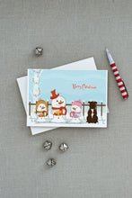 Load image into Gallery viewer, Merry Christmas Carolers Staffordshire Bull Terrier Chocolate Greeting Cards -  Blank Note Cards – 8-Pack of Artist-Designed Cards with Envelopes