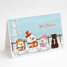 Load image into Gallery viewer, Merry Christmas Carolers Staffordshire Bull Terrier Chocolate Greeting Cards -  Blank Note Cards – 8-Pack of Artist-Designed Cards with Envelopes