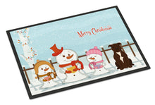 Load image into Gallery viewer, Merry Christmas Carolers Staffordshire Bull Terrier Chocolate Doormat - 24x36 Decorative Floor Mat – Indoor/Outdoor Rug with Artistic Flair BB2379JMAT