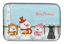 Load image into Gallery viewer, Merry Christmas Carolers Miniature Schanuzer Black Dish Drying Mat – Absorbent, Artistic Kitchen Essentials BB2382DDM