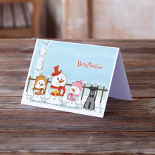 Load image into Gallery viewer, Merry Christmas Carolers Miniature Schnauzer Black Silver Greeting Cards -  Blank Note Cards – 8-Pack of Artist-Designed Cards with Envelopes