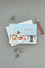 Load image into Gallery viewer, Merry Christmas Carolers Miniature Schnauzer Black Silver Greeting Cards -  Blank Note Cards – 8-Pack of Artist-Designed Cards with Envelopes