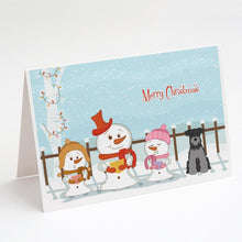 Load image into Gallery viewer, Merry Christmas Carolers Miniature Schnauzer Black Silver Greeting Cards -  Blank Note Cards – 8-Pack of Artist-Designed Cards with Envelopes