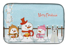 Load image into Gallery viewer, Merry Christmas Carolers Miniature Schanuzer White Dish Drying Mat – Absorbent, Artistic Kitchen Essentials BB2384DDM